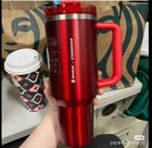 Red Stainless Steel Insulated Tumbler with Handle & Straw