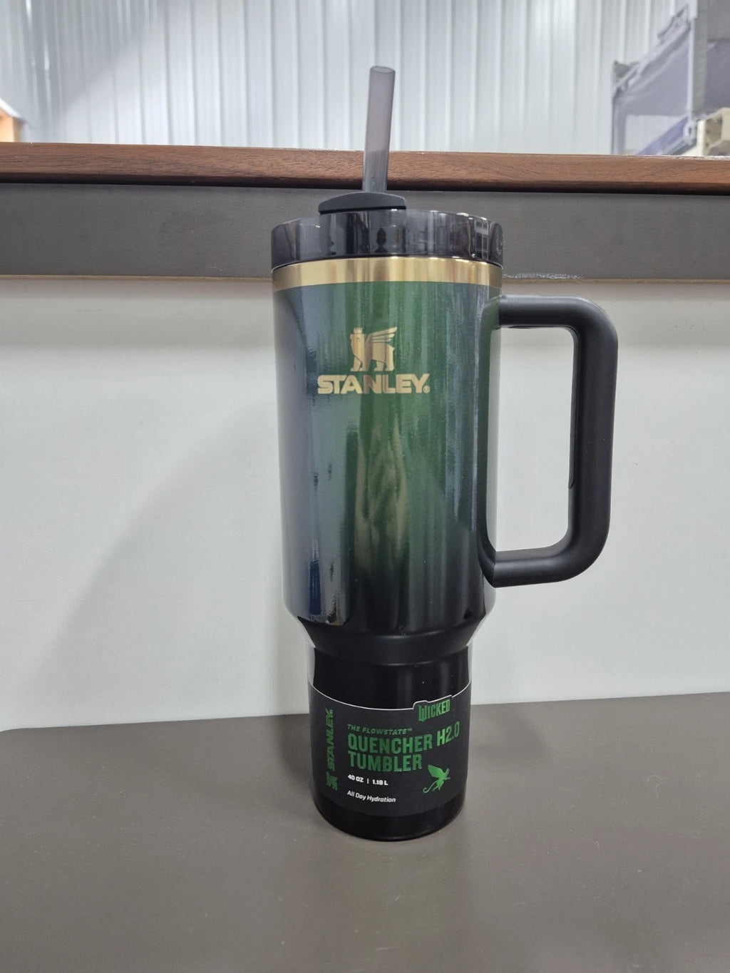 Stanley Black & Green Insulated Tumbler with Handle and Straw