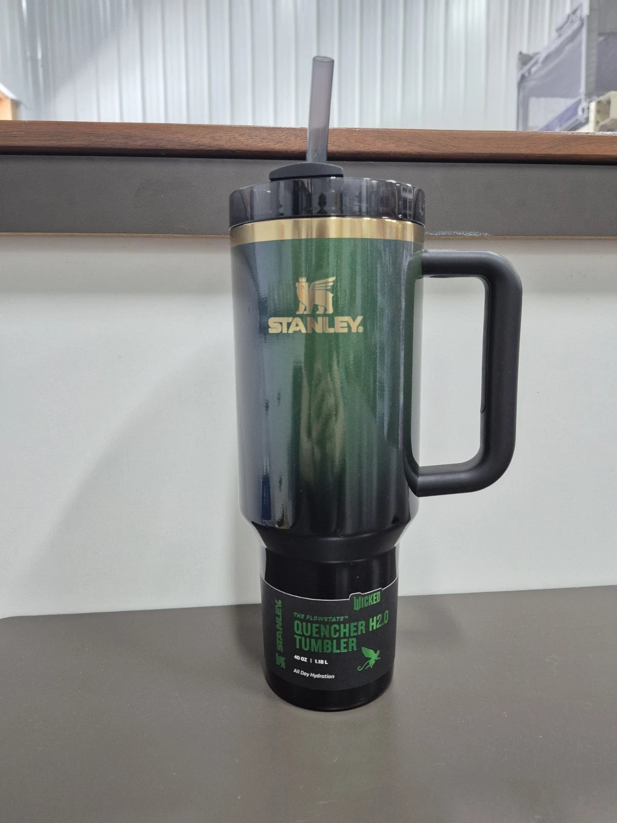 Stanley Black & Green Insulated Tumbler with Handle and Straw
