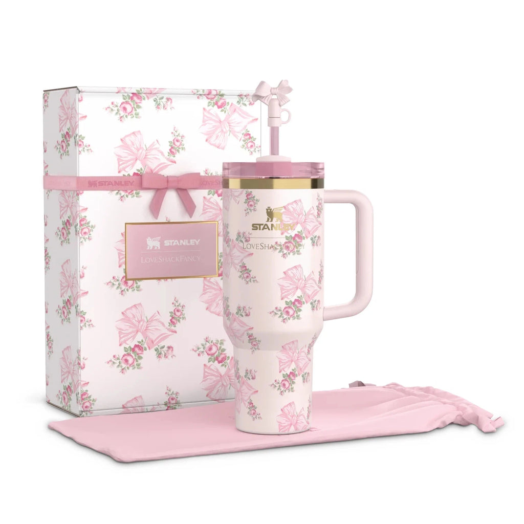 Stanley x LoveShackFancy Quencher 40 oz / 1.18L – Ribbon Rosa Pink Floral Gift Set
