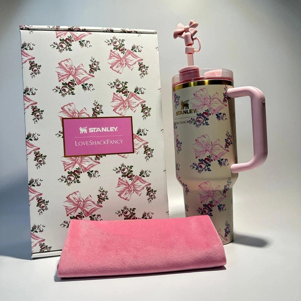 Stanley x LoveShackFancy 40 oz Holiday Rosa Beaux Blue Gift Box Tumbler Cup