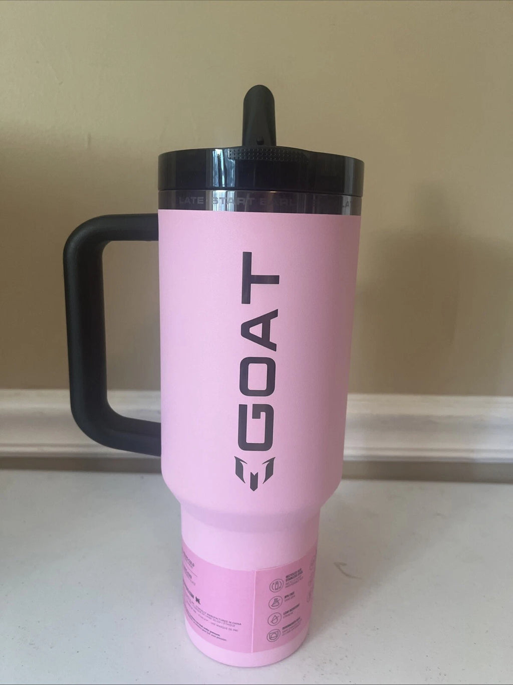 Pink EGOAT Insulated Tumbler with Handle and Straw