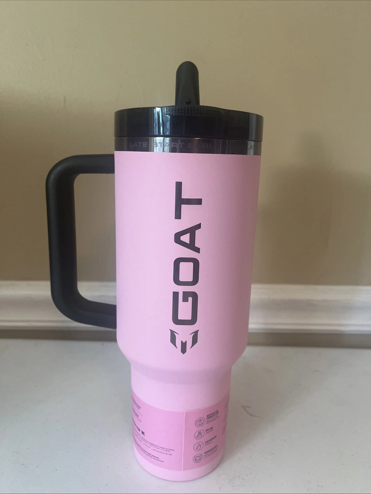 Pink EGOAT Insulated Tumbler with Handle and Straw