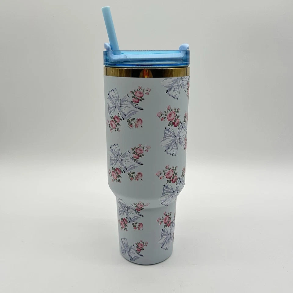 Stanley x LoveShackFancy 40 oz Tumbler Holiday Rosa Beaux Blue Bows Floral