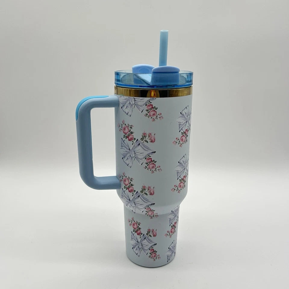Stanley x LoveShackFancy 40 oz Tumbler Holiday Rosa Beaux Blue Bows Floral